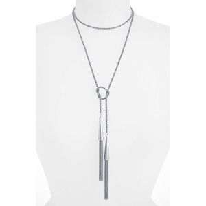 Kendra Scott Phara Tassel Lariet Silver Tone Necklace